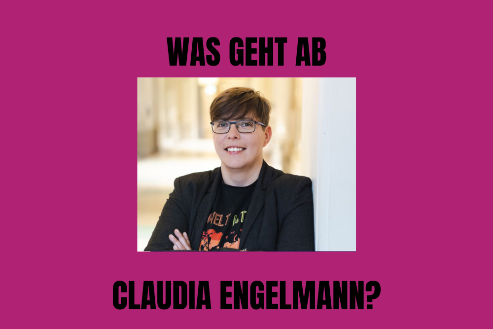 Es handelt sich um ein Foto von Abgeordneter Claudia Engelmann. Sie hat kurze brünette Haare, trägt eine Brille und lächelt in die Kamera.