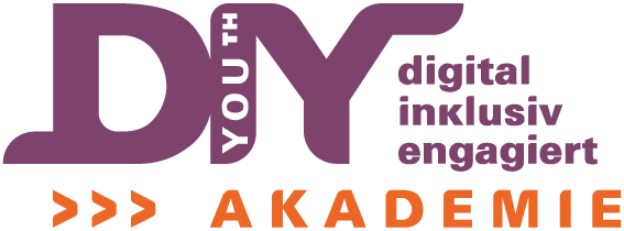 Logo der DIY Akademie: Der Schrifzug DIY Akademie mit dem Untertitel digital, inklusiv, engagiert