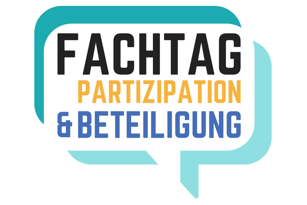 Das Bild zeigt eine Sprechblase mit dem Text: Fachtag Partizipation & Beteiligung.