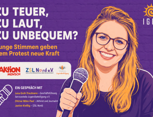 „Zu teuer, zu laut, zu unbe­quem?“ – Lena im Podcast über das JAC und inklu­si­ven Protest